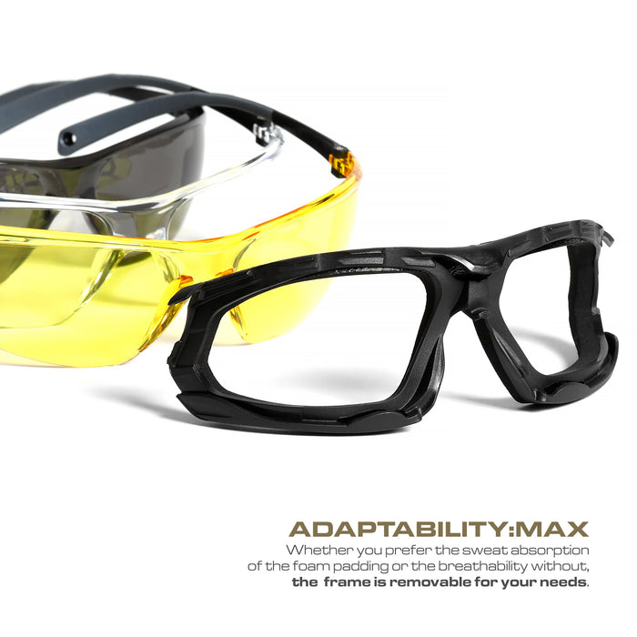 OPTIC MAX SAFETY GLASSES - REMOVABLE FRAME - GRAY ANTI-FOG LENS - 1 PAIR