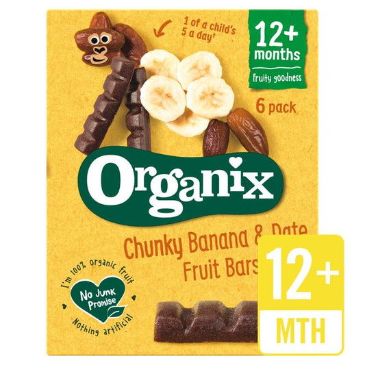 Organix Banana & Date Organic Fruit Snack Bar Multipack 6x17g