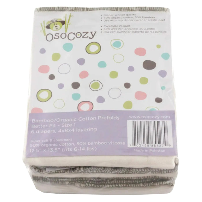 OsoCozy Better Fit Organic Cotton/Bamboo Prefolds, 6-Pack