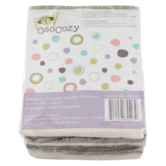 OsoCozy Better Fit Organic Cotton/Bamboo Prefolds, 6-Pack