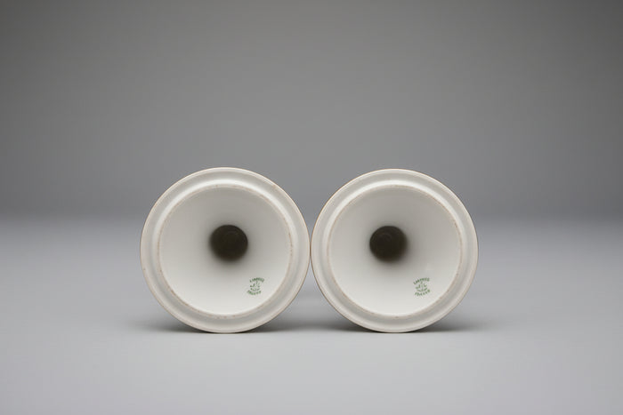 Pair 2 x Antique Limoges France Painted Poppy Candle Holders - Floral Design candle - USED GOOD CONDITION