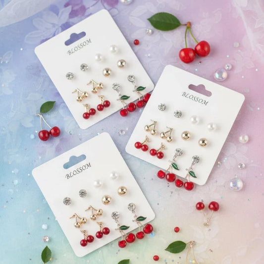 Pick Your Perfect Pair! The 12-Piece Cherry, Crystal & Pearl Earring Collection