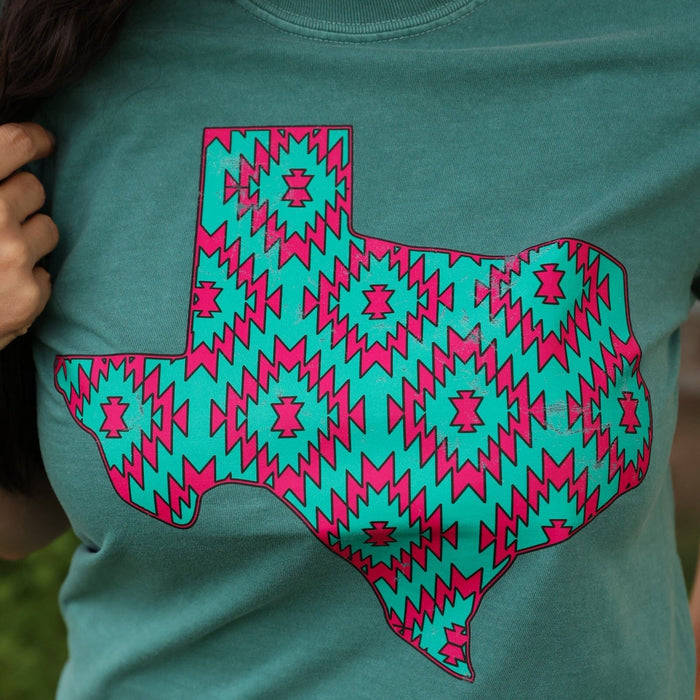FestiviTees Women - Apparel - Shirts - T-Shirts Pink Aztec Texas Soft Graphic Tee