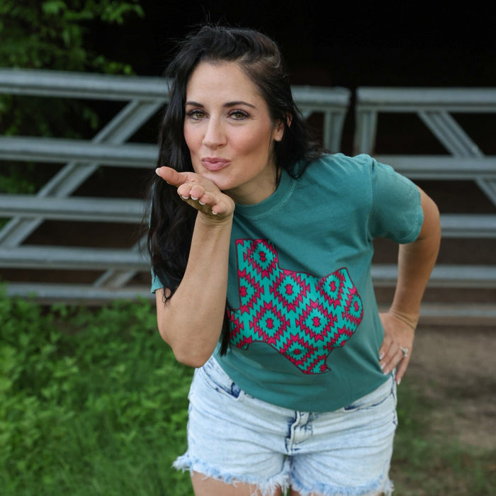 FestiviTees Women - Apparel - Shirts - T-Shirts Pink Aztec Texas Soft Graphic Tee
