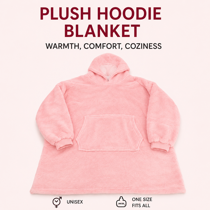 Plush Hoodie Blanket – Oversized Wearable Blanket Hoodie, Light Pink