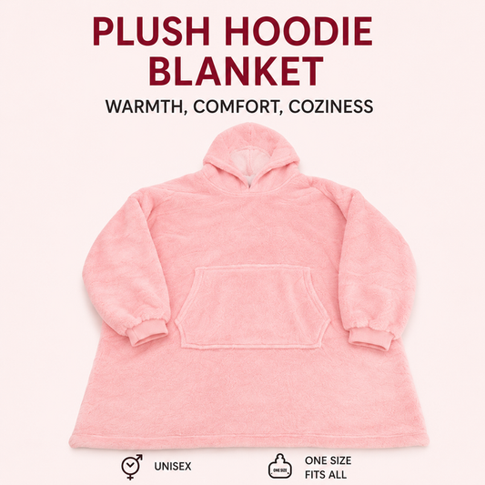 Plush Hoodie Blanket – Oversized Wearable Blanket Hoodie, Light Pink