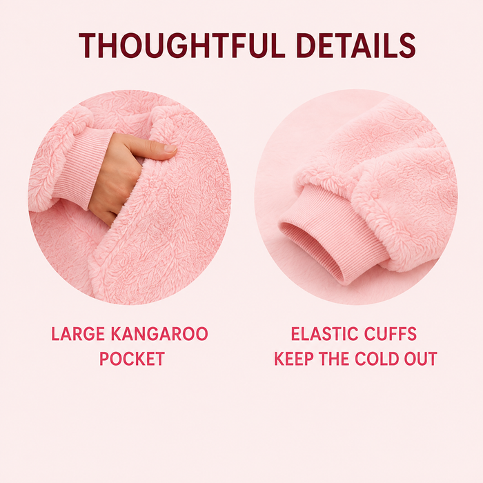 Plush Hoodie Blanket – Oversized Wearable Blanket Hoodie, Light Pink