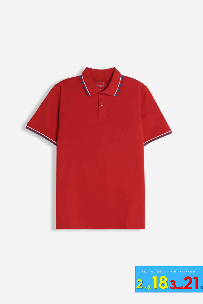 POLO IN PIQUET BASIC ROSSO