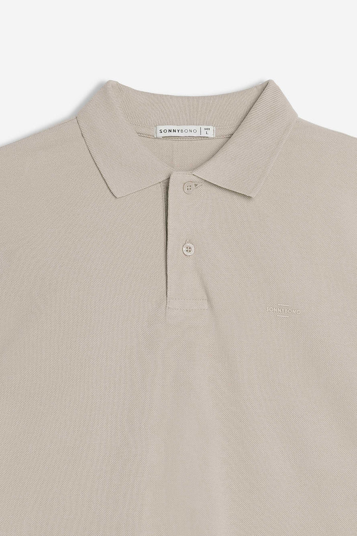 POLO PIQUET BASIC TINTA UNITA E LOGO BEIGE