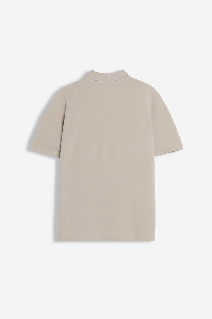 POLO PIQUET BASIC TINTA UNITA E LOGO BEIGE