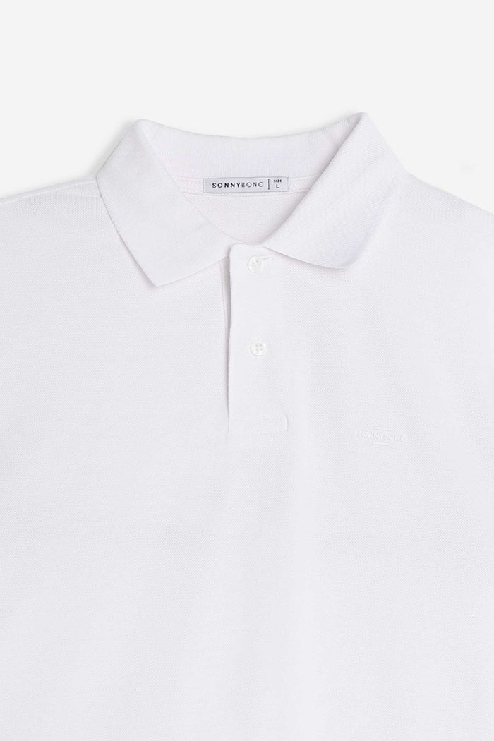 POLO PIQUET BASIC TINTA UNITA E LOGO BIANCO