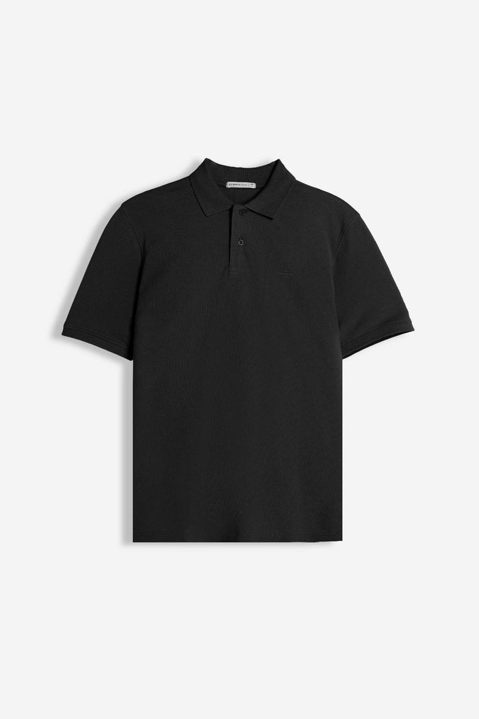 POLO PIQUET BASIC TINTA UNITA E LOGO NERO