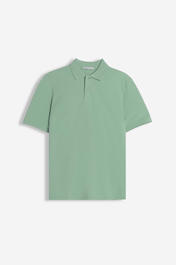 POLO PIQUET BASIC TINTA UNITA E LOGO SALVIA