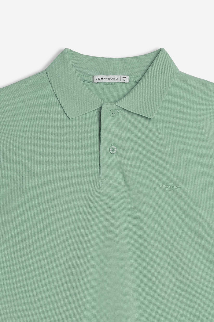 POLO PIQUET BASIC TINTA UNITA E LOGO SALVIA