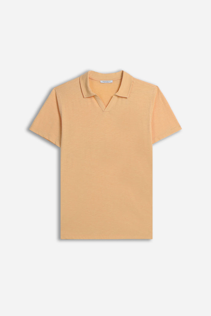 POLO SLUB CON COLLO DERBY ALBICOCCA