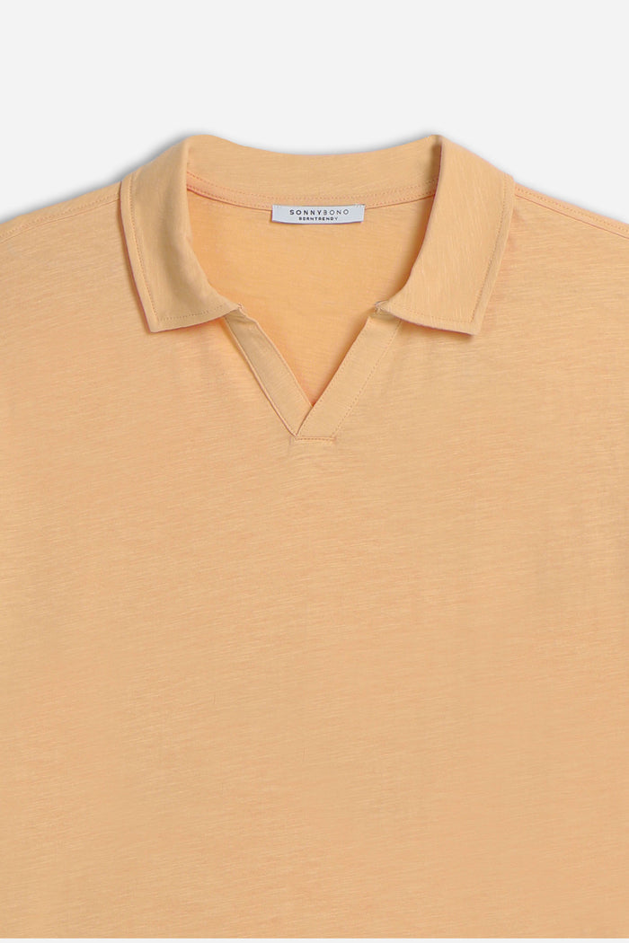 POLO SLUB CON COLLO DERBY ALBICOCCA