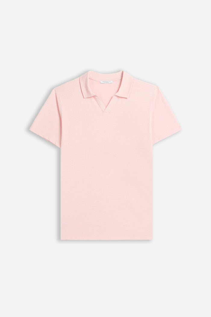 POLO SLUB CON COLLO DERBY ROSA