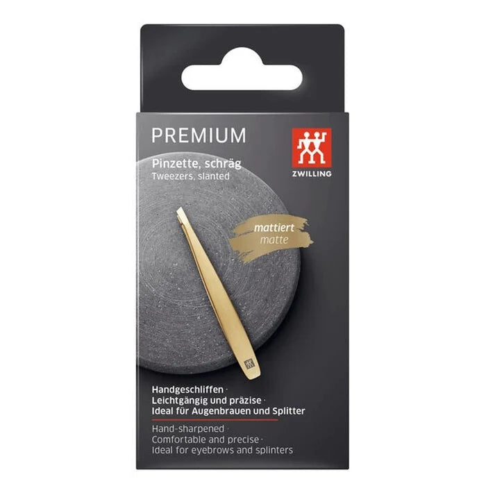 Premium Stainless Steel Twinox Slanted Tweezers – Gold Edition