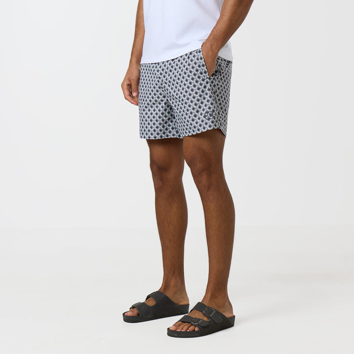 Printed Smart Buckle Swimshort | Charcoal