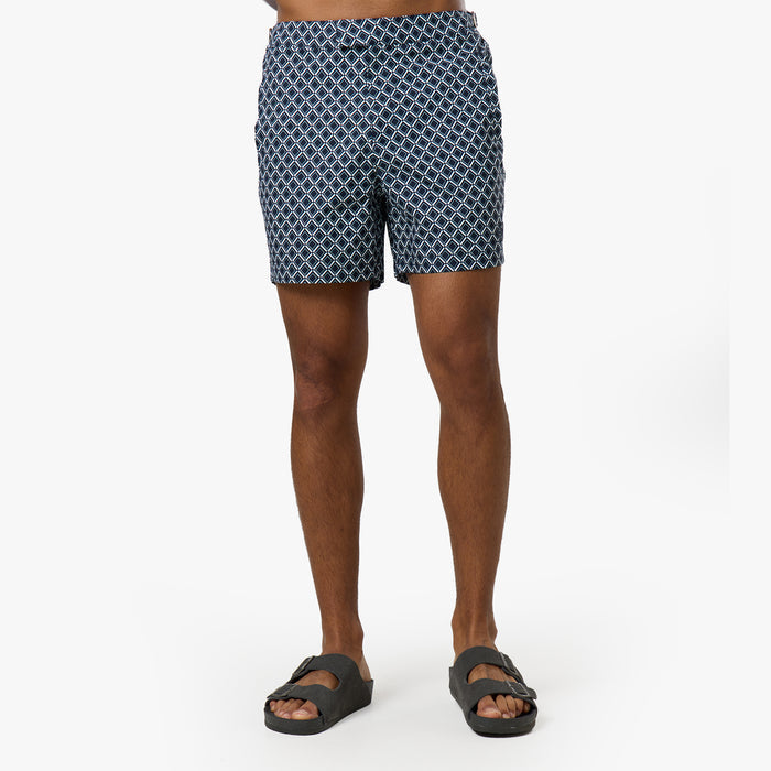Printed Smart Buckle Swimshort | Navy