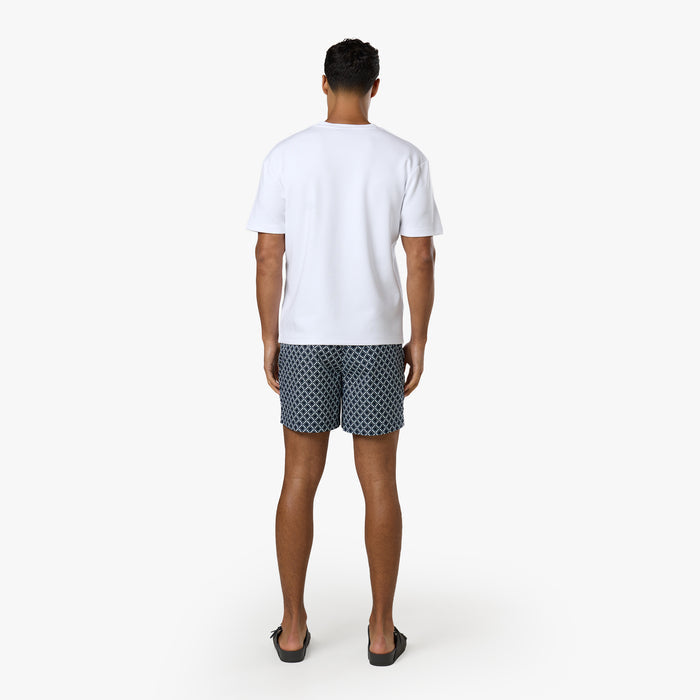 Printed Smart Buckle Swimshort | Navy