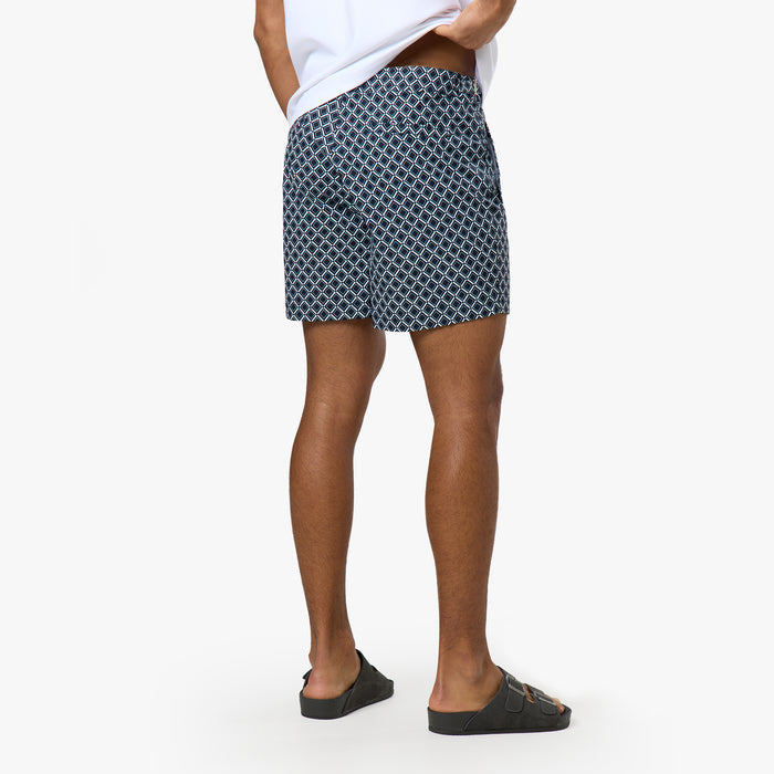 Printed Smart Buckle Swimshort | Navy