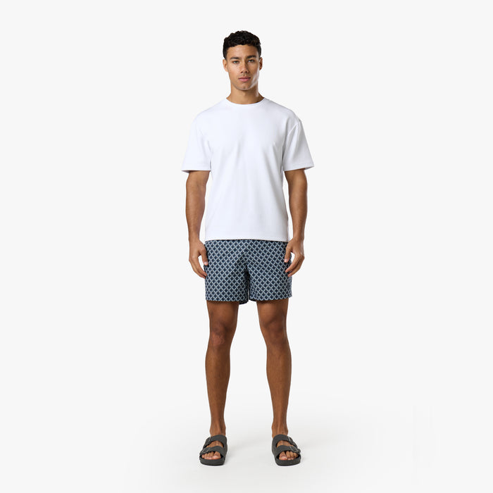 Printed Smart Buckle Swimshort | Navy