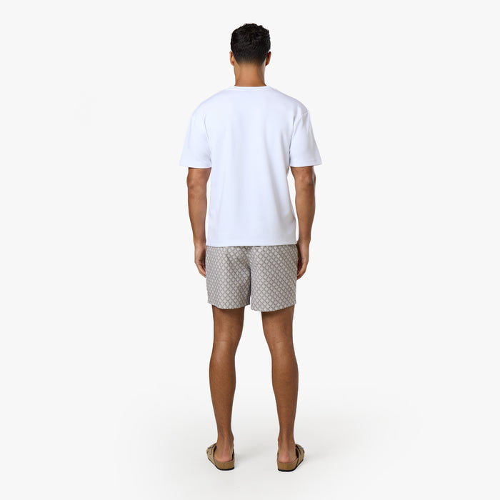 Printed Smart Buckle Swimshort | Stone