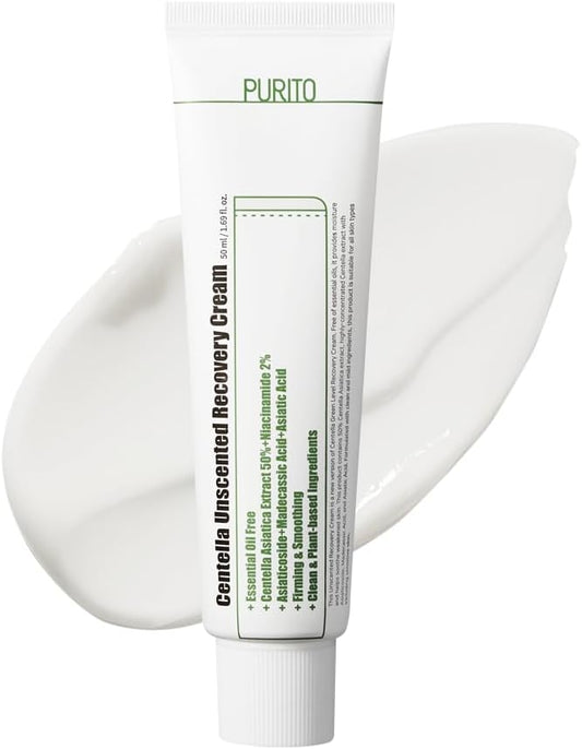 PURITO Centella Unscented Recovery Cream 50ml / 1.7 fl.oz Witch Hazel-free, Vegan, Skin barrier