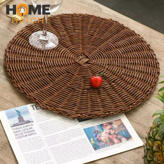 Handwoven Rattan Wicker Charger Plate – Rustic Table Mat & Placemat for Weddings and Dining in Pakistan