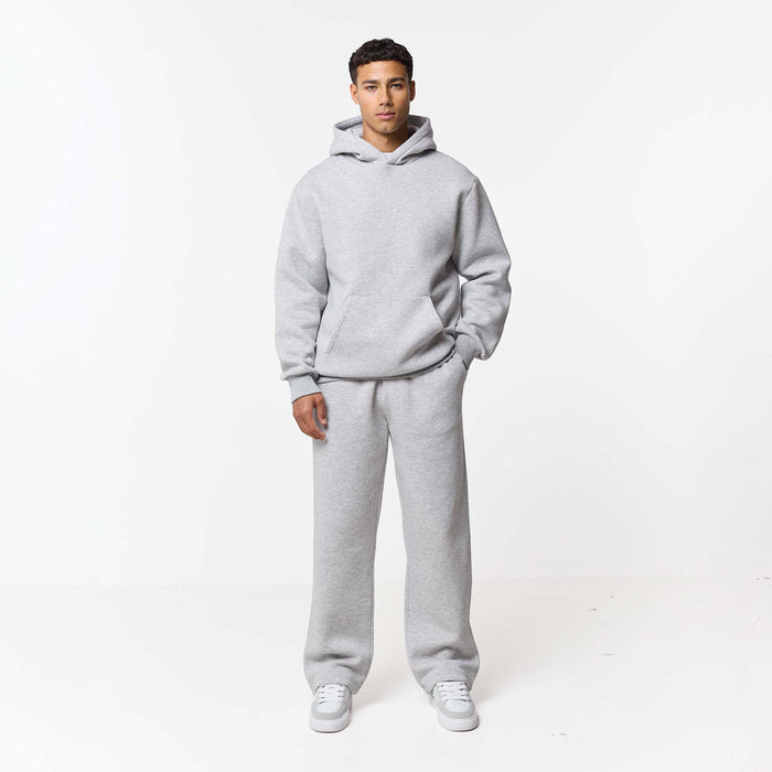 Full tracksuit in grey marl with relaxed hoodie and loose joggers