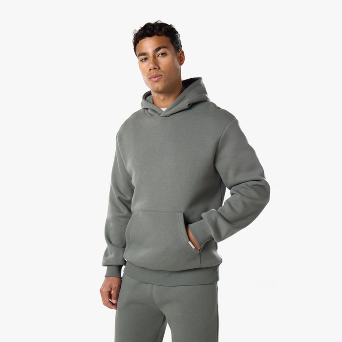 Mens Khaki relaxed fit hoodie - front view