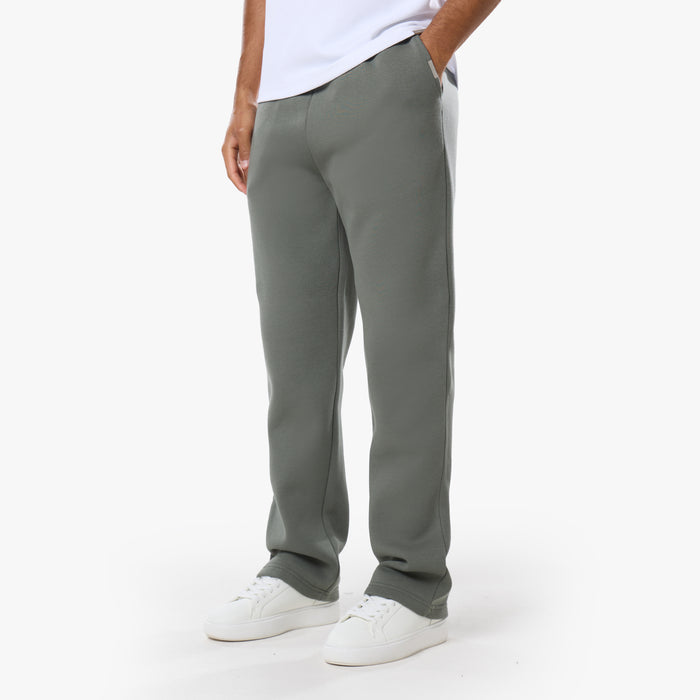 Mens khaki relaxed fit tracksuit bottoms - front view