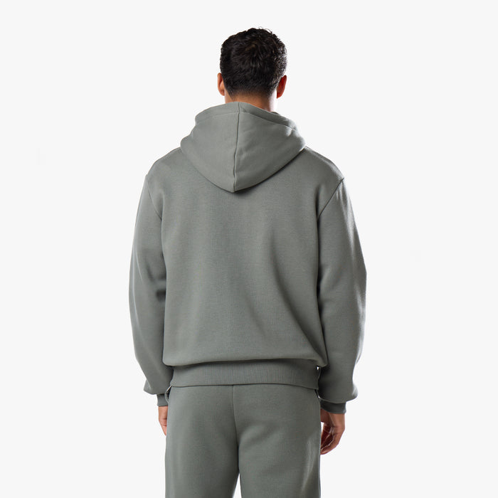 Mens khaki relaxed hoodie - rear view