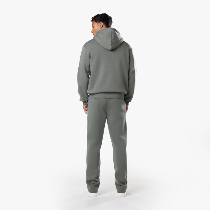 Mens relaxed fit khaki tracksuit - full rear view