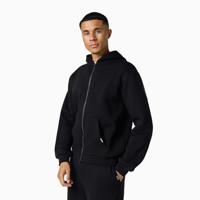 Relaxed Full Zip Hoodie |  Black
