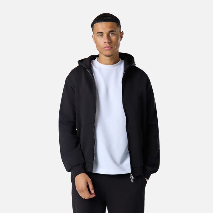 Relaxed Full Zip Hoodie |  Black