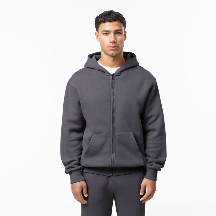 Relaxed Full Zip Hoodie | Dark Grey