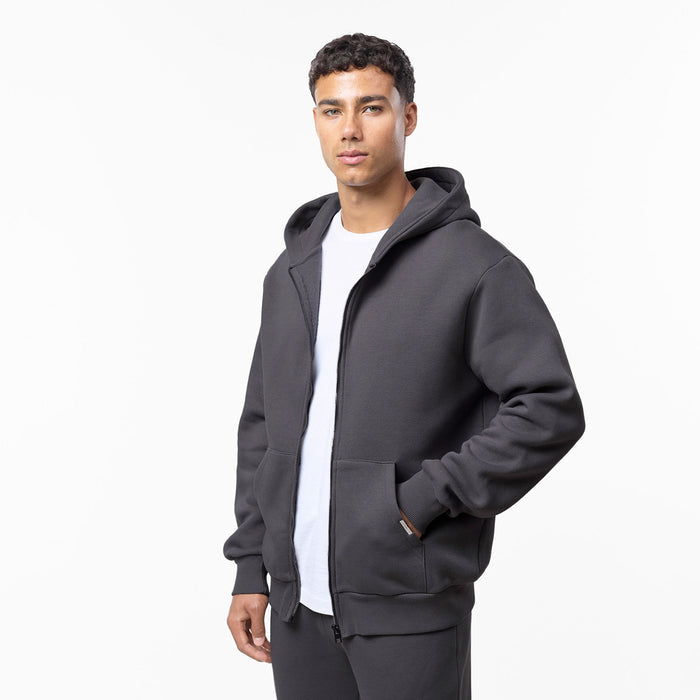 Relaxed Full Zip Hoodie | Dark Grey