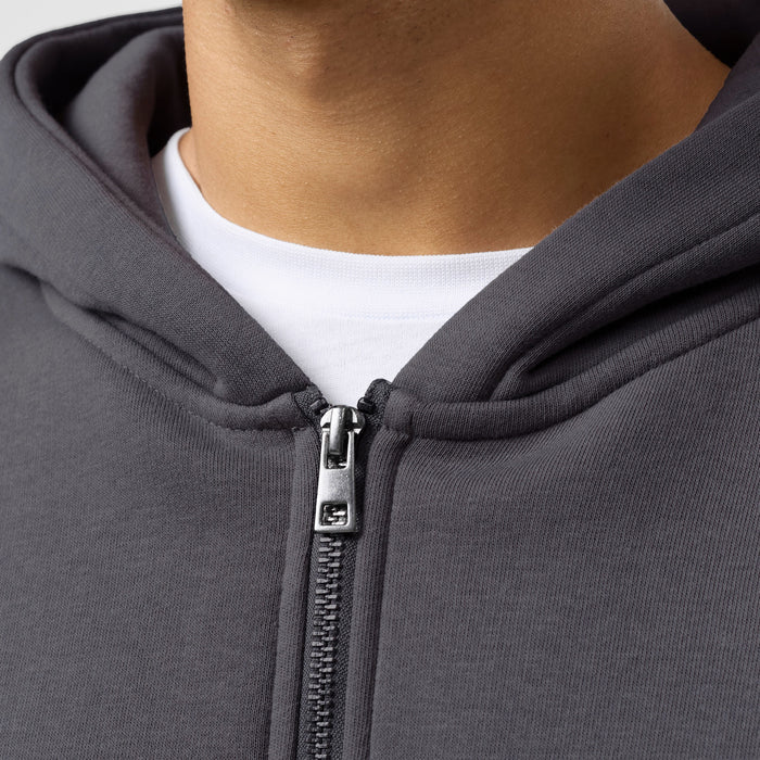 Relaxed Full Zip Hoodie | Dark Grey