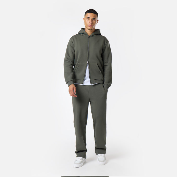 Relaxed Full Zip Hoodie |  Dark Khaki