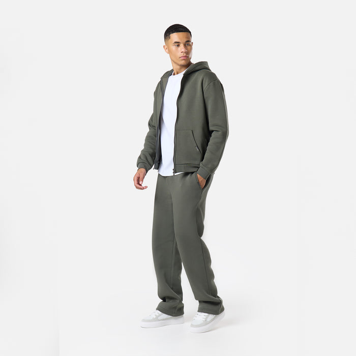 Relaxed Full Zip Hoodie |  Dark Khaki
