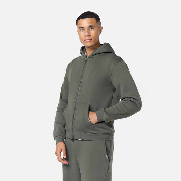 Relaxed Full Zip Hoodie |  Dark Khaki