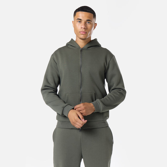Relaxed Full Zip Hoodie |  Dark Khaki