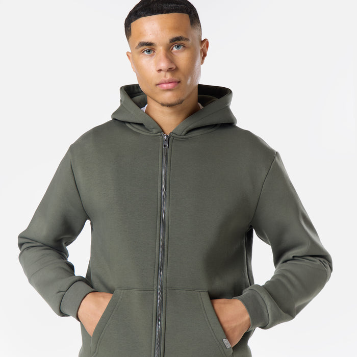 Relaxed Full Zip Hoodie |  Dark Khaki