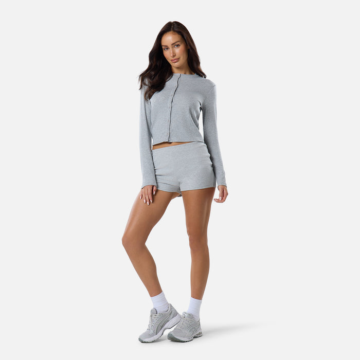 Ribbed Short | Grey Marl