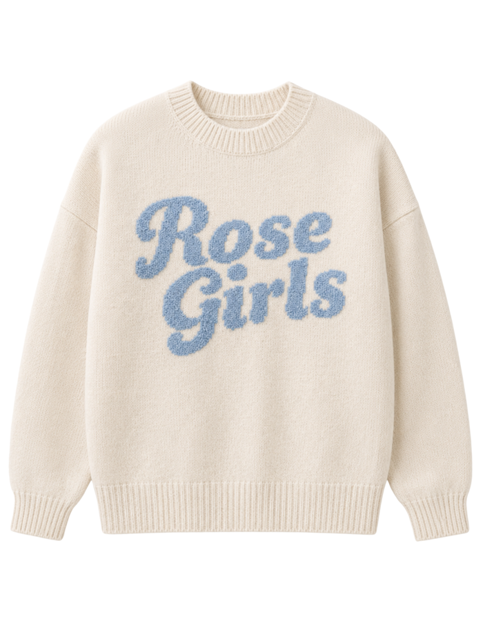 Rose Girls Knitted Sweater (Cream/Blue)