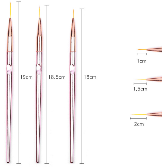 Rose Gold striping brush set | 3pc
