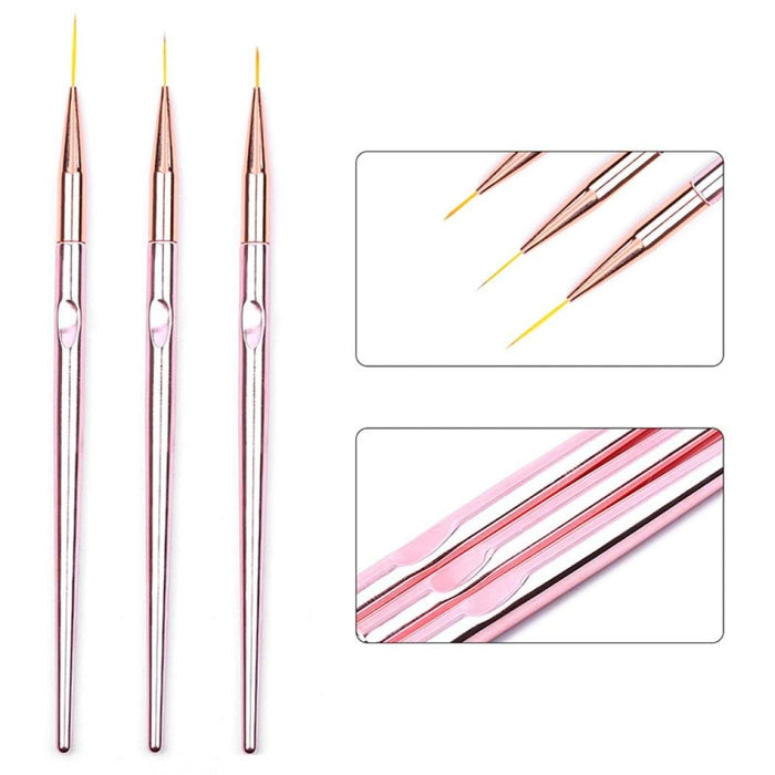 Rose Gold striping brush set | 3pc