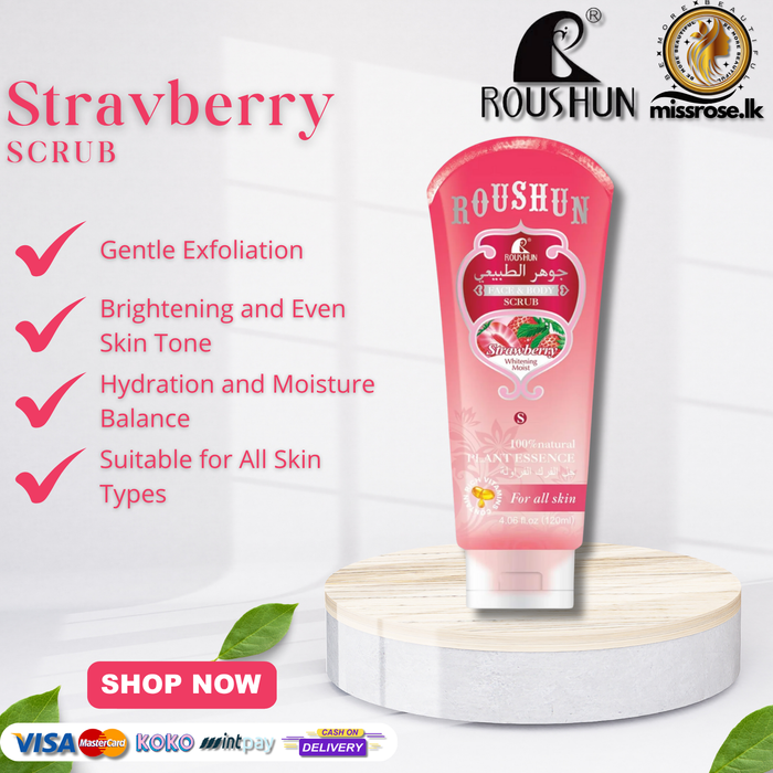 Roushun Strawberry Whitening Moist Face Scrub Gel 200ml
